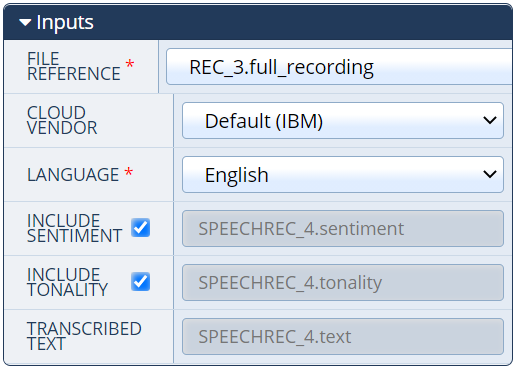Sample Inputs for the Speech Recognition action
